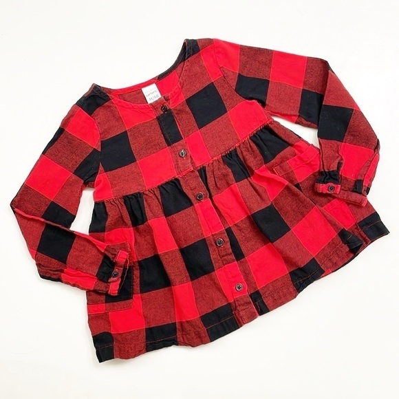 Carter’s toddler girls plaid long sleeve top - Picture 1 of 3
